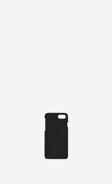 Monogramme Etui für iPhone 8 aus schwarzem Leder mit Krokodillederprägung